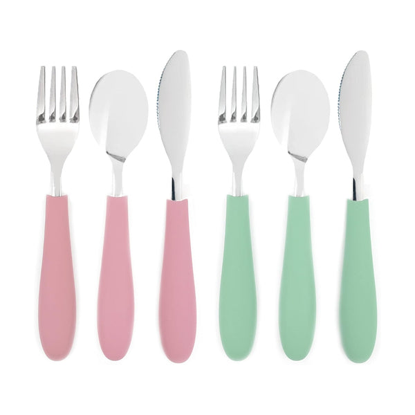 Kids Stainless Steel Spoon + Fork + Knife with Silicone Handle (4 years+) | 6 pieces