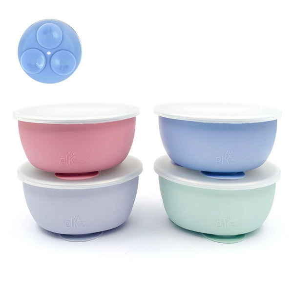6 Pack Baby Bowls With Suction Base | 304 Stainless Steel, Removable Silicone Shell | BPA Free, Dishwasher Safe