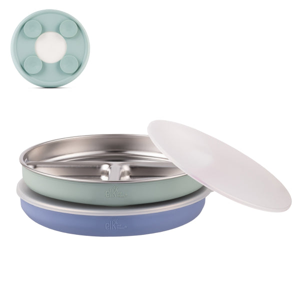 7.8" Stainless Steel Divided Plates with Suction Sleeve