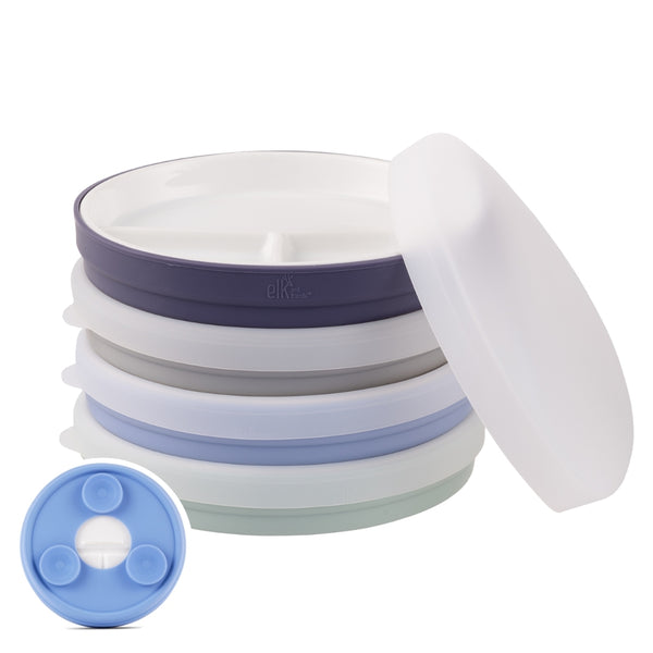 6.7"/16cm Porcelain Divided Plates Suction Sleeve + Lids