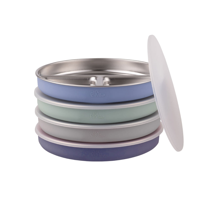 7.8" Stainless Steel Divided Plates with Silicone Sleeves