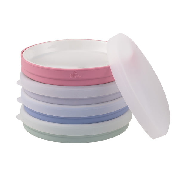 7.8"/20cm Porcelain Plate Non-Divided with Silicone Sleeves + Lids