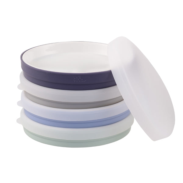 7.8"/20cm Porcelain Plate Non-Divided with Silicone Sleeves + Lids