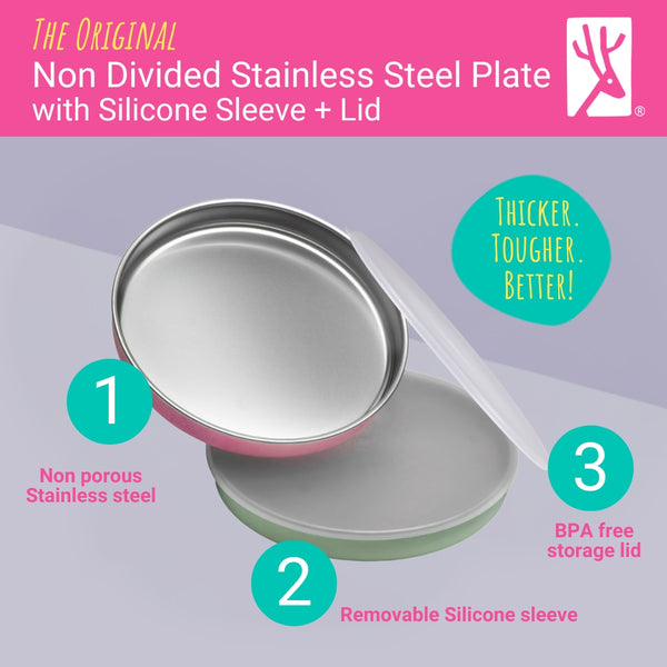 7.8" Stainless Steel Non-Divided Plates with Normal Sleeve (Sage/Blush/Lilac/MistyBlue)