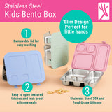 Stainless Steel Bento Lunch Box with Silicone Lid (Misty Blue)