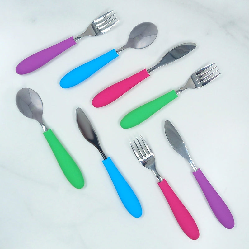 Kids Stainless Steel Spoon + Fork + Knife with Silicone Handle (4 years+) | 6 pieces