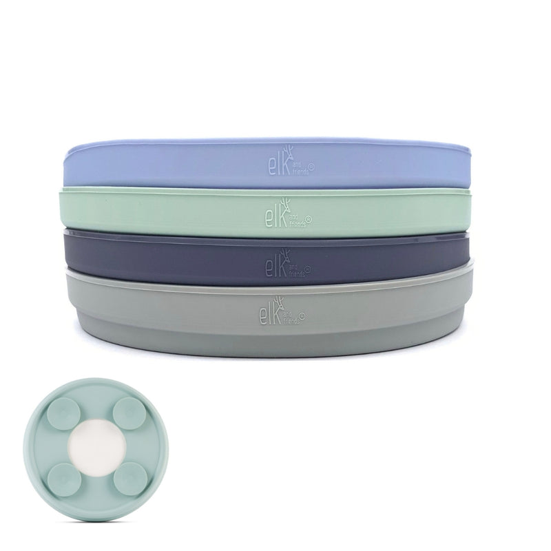 7.8" Porcelain Plate Silicone Suction Sleeve MistyBlue/Sage/Navy/Gray