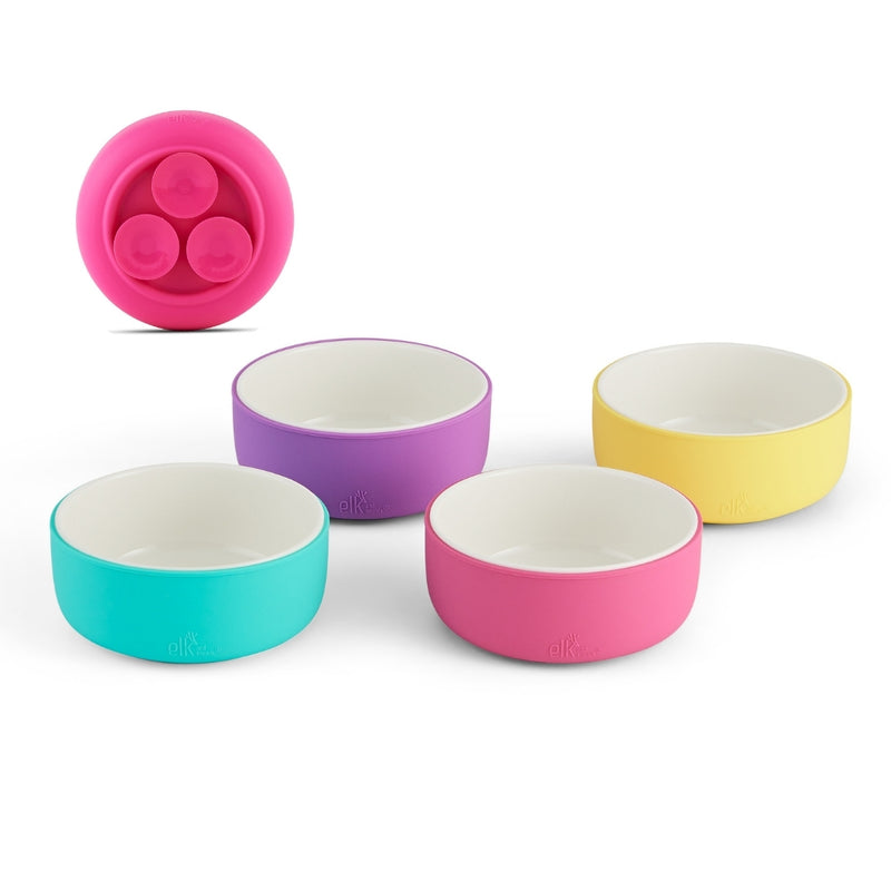 Porcelain Bowl with Silicone Suction Sleeves