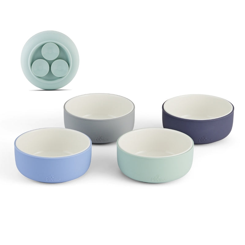 Porcelain Bowl with Silicone Suction Sleeves