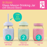 16oz Glass Mason Jar Drinking Tumblers with Silicone Lid