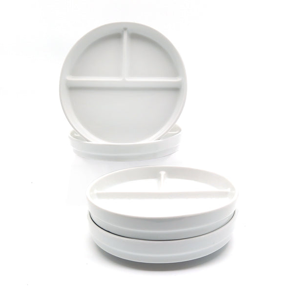 7.8"/20cm Porcelain White Divided Plates (No Sleeves)