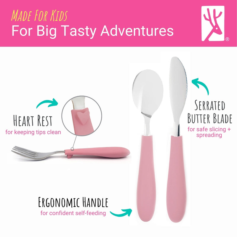 Kids Stainless Steel Spoon + Fork + Knife with Silicone Handle (4 years+) | 6 pieces