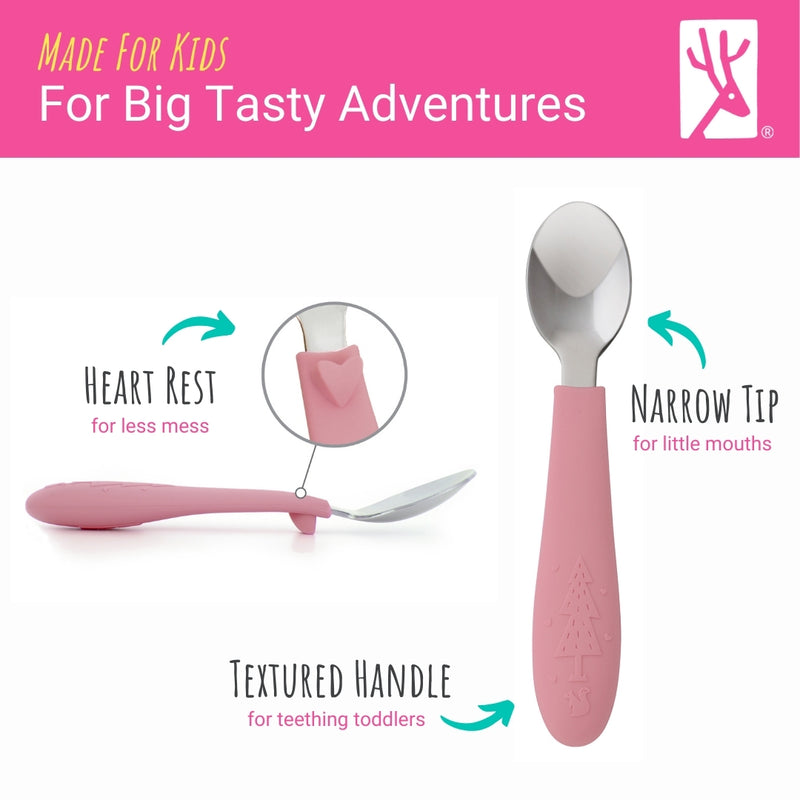 Babies/Toddler Stainless Steel Spoons Forks with Silicone Handle