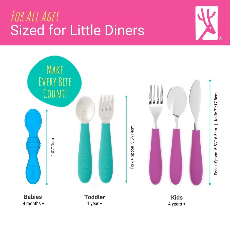 Kids Stainless Steel Spoon + Fork + Knife with Silicone Handle (4 years+) | 6 pieces