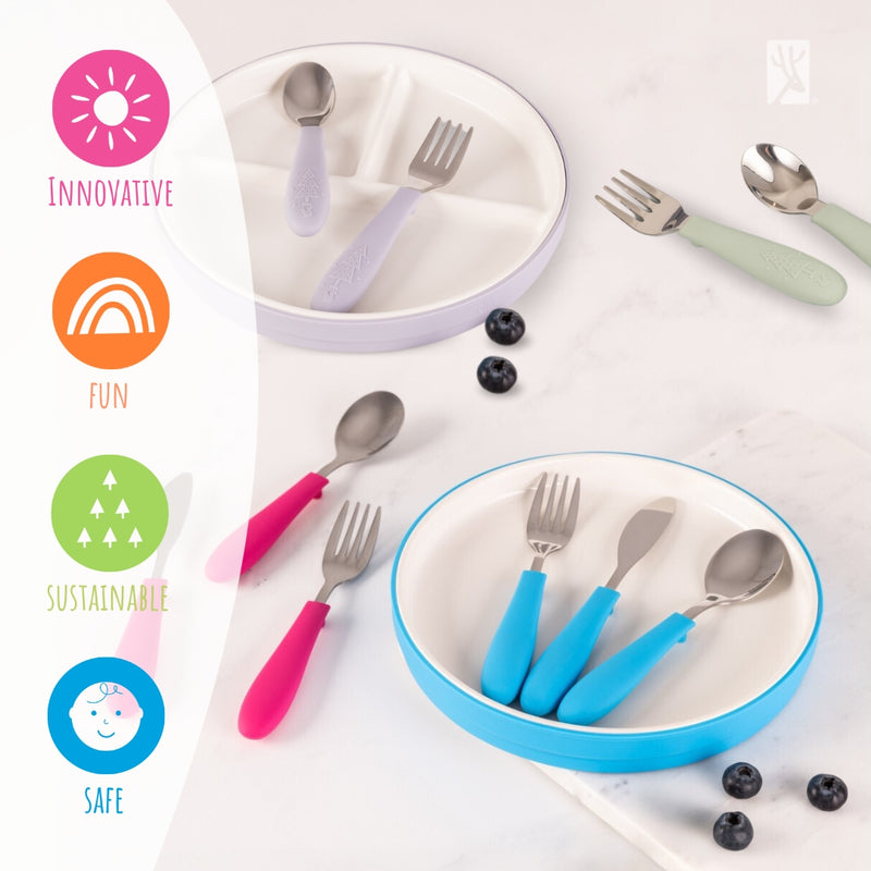 Kids Stainless Steel Spoon + Fork + Knife with Silicone Handle (4 years+) | 6 pieces