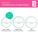 6.7"/16cm Porcelain White Divided Plates with Silicone Suction Sleeves