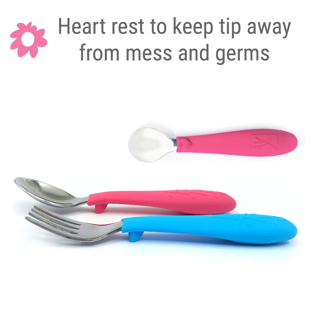 Silicone & Stainless Steel Utensils with Case (Spoon & Fork) - Nura Baby