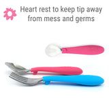 Babies/Toddler Stainless Steel Spoons + Forks with Silicone Handle