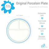 6.7"/16cm Porcelain White Divided Plates with Silicone Sleeves