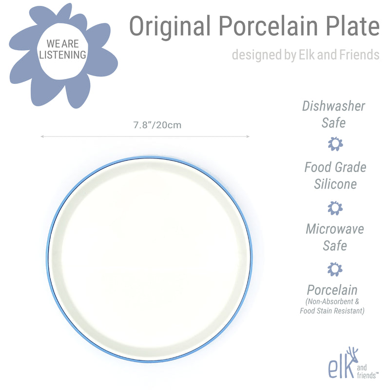 7.8"/20cm Porcelain White Plates with Silicone Sleeves
