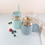16oz Glass Mason Jar Drinking Tumblers with Silicone Lid