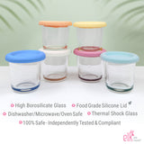 4oz Glass Baby Food Storage Jars | Food Grade Silicone Lids | Set of 12 | Neutral Colors