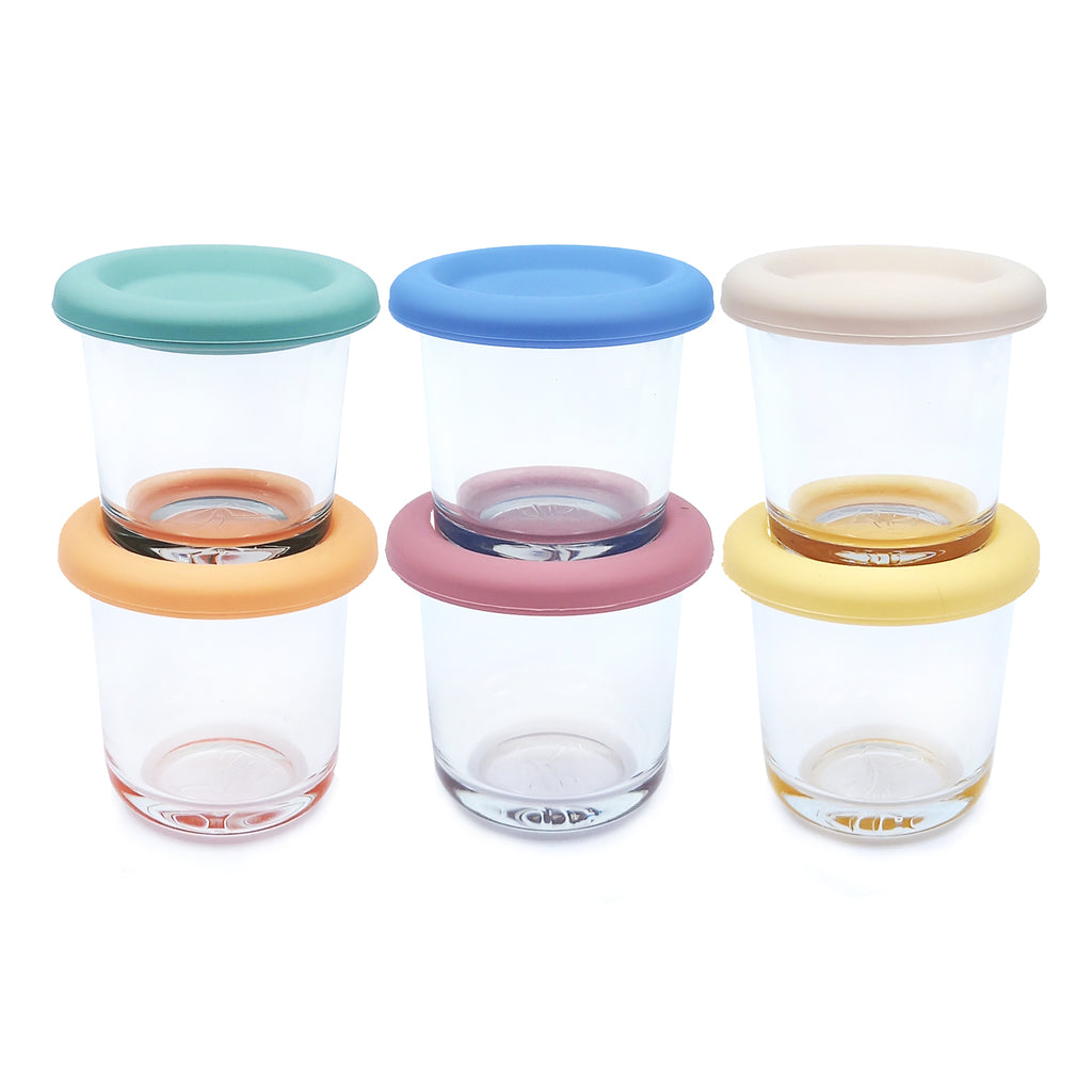 4oz Glass Baby Food Storage Jars Food Grade Silicone Lids Set