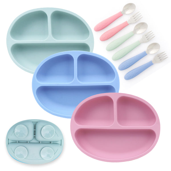 Bunny Silicone Suction Toddler Baby Plates + Spoon – Elk and Friends