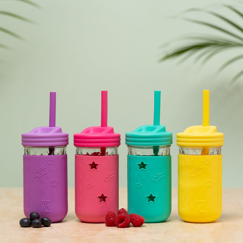 Elk and Friends Stainless Steel Cups, Mason Jar 10oz, Kids & Toddler Cups  with Silicone Sleeves & Straws with Stopper