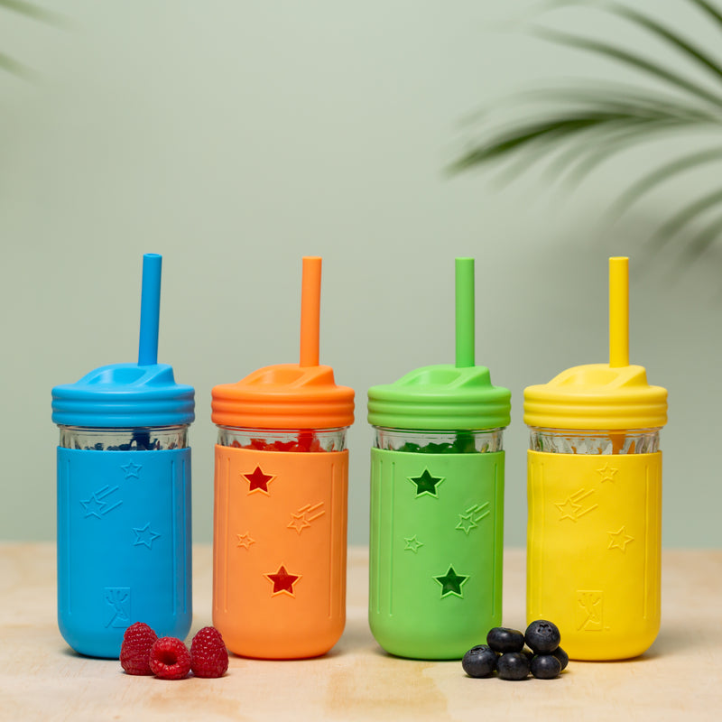 Elk and Friends 16 oz Mason Jar Cups with Silicone Lids + Silicone Straws |  Pint Glass Jars | Smoothie Cups | Drinking Glasses | Oats Container + Food