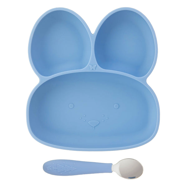 Bunny Silicone Suction Toddler Baby Plate + Spoon