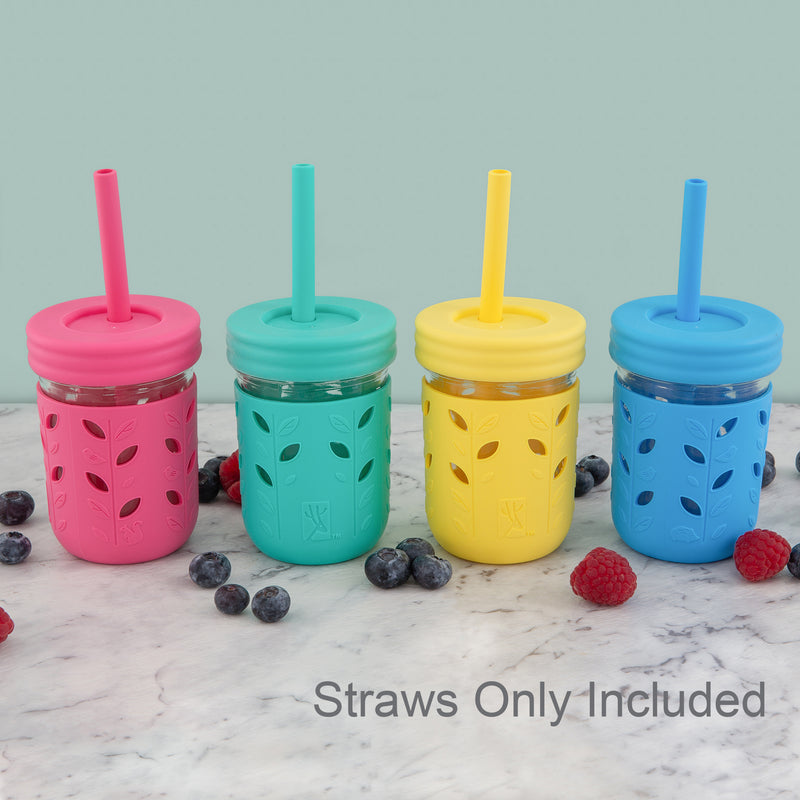 Brightberry Small Silicone Straws Set for Kids - Multiple Colours