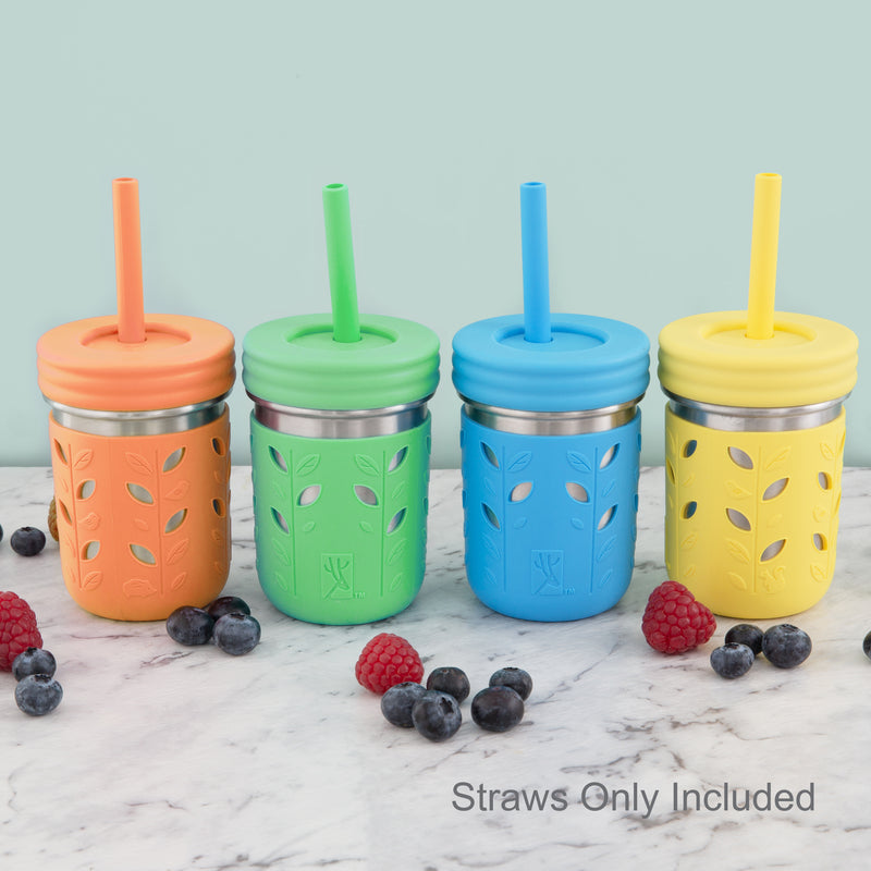 Silicone Straws with Stoppers, 6.29/16cm Length, 8oz & 10oz Jars