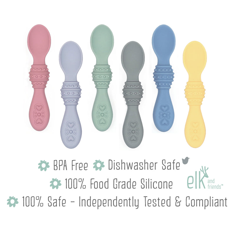 Baby Silicone Spoons  First Stage Infant Spoons – Elk and Friends