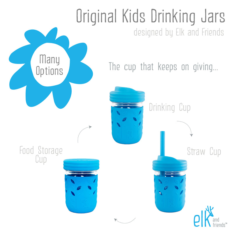 Kids & Toddler Cups  The Original Glass Mason jars 8 oz with Silicone – My  Travel Blender